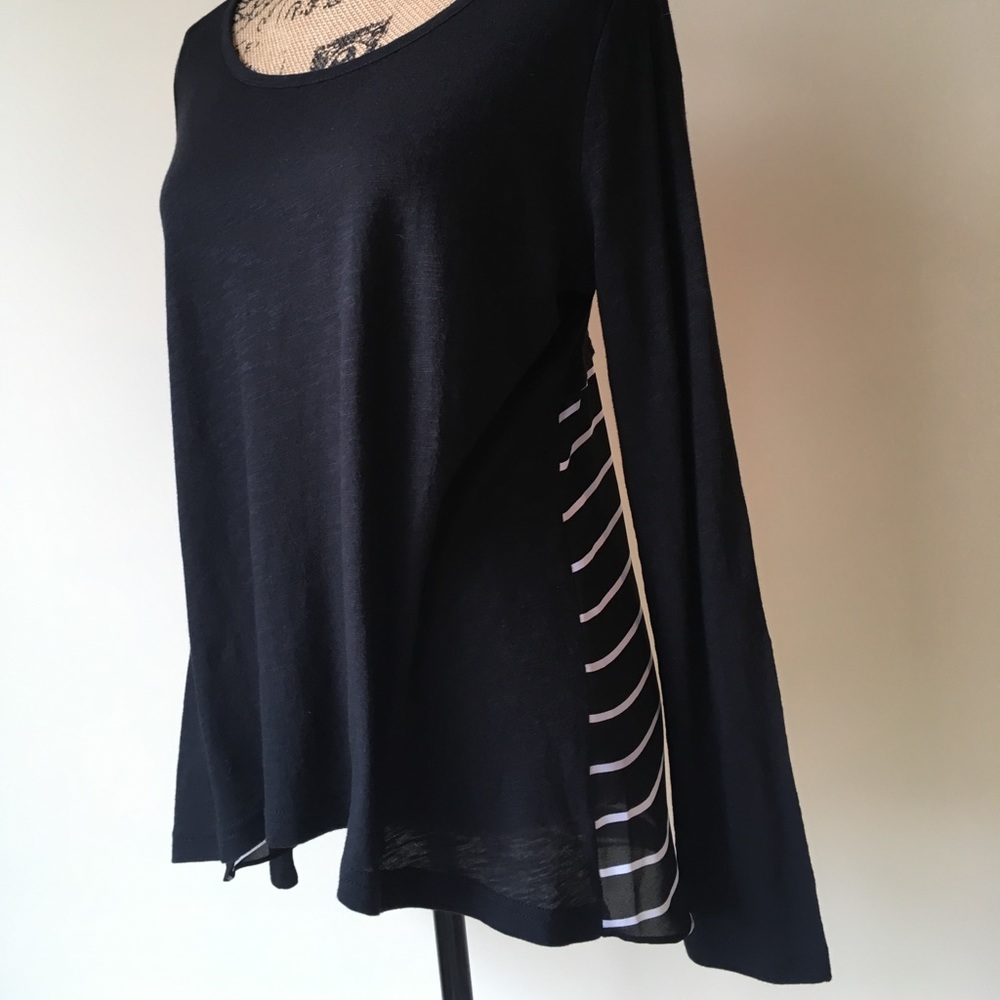 Ana Black Scoop-neck with Stripe sides and back PL